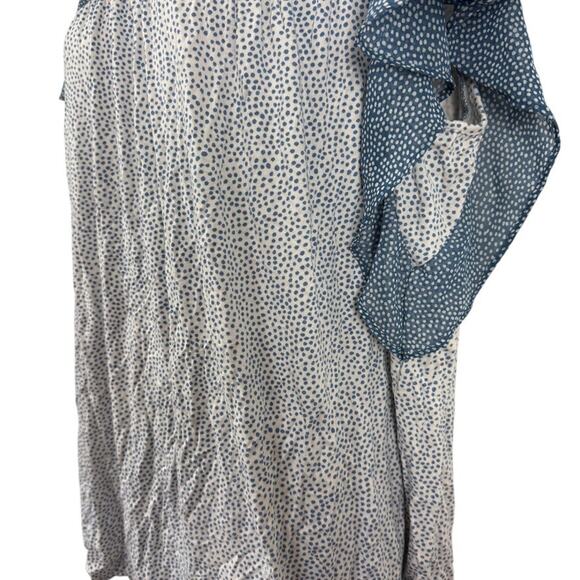 Daniel Rainn Flutter Batwing Short Sleeve Blue Print Top Stretch Knit Shirt XL - Picture 9 of 16